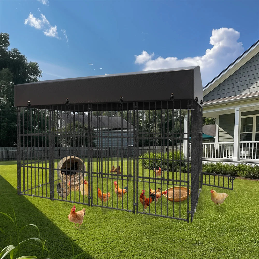 BORWAR Heavy Duty Large Dog Kennel Welded Metal Playpen Roof