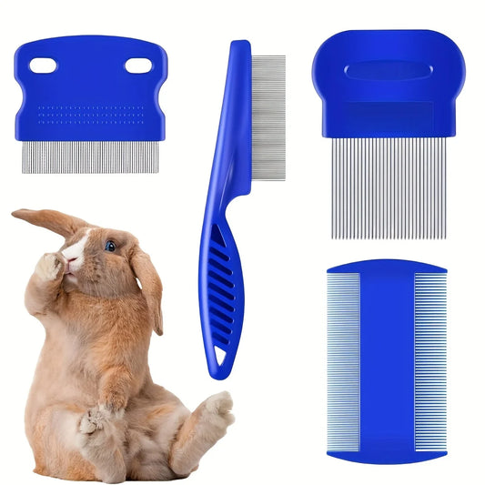 Stainless Steel Flea and Lice Grooming Comb for Dogs and Cats 4 Pack