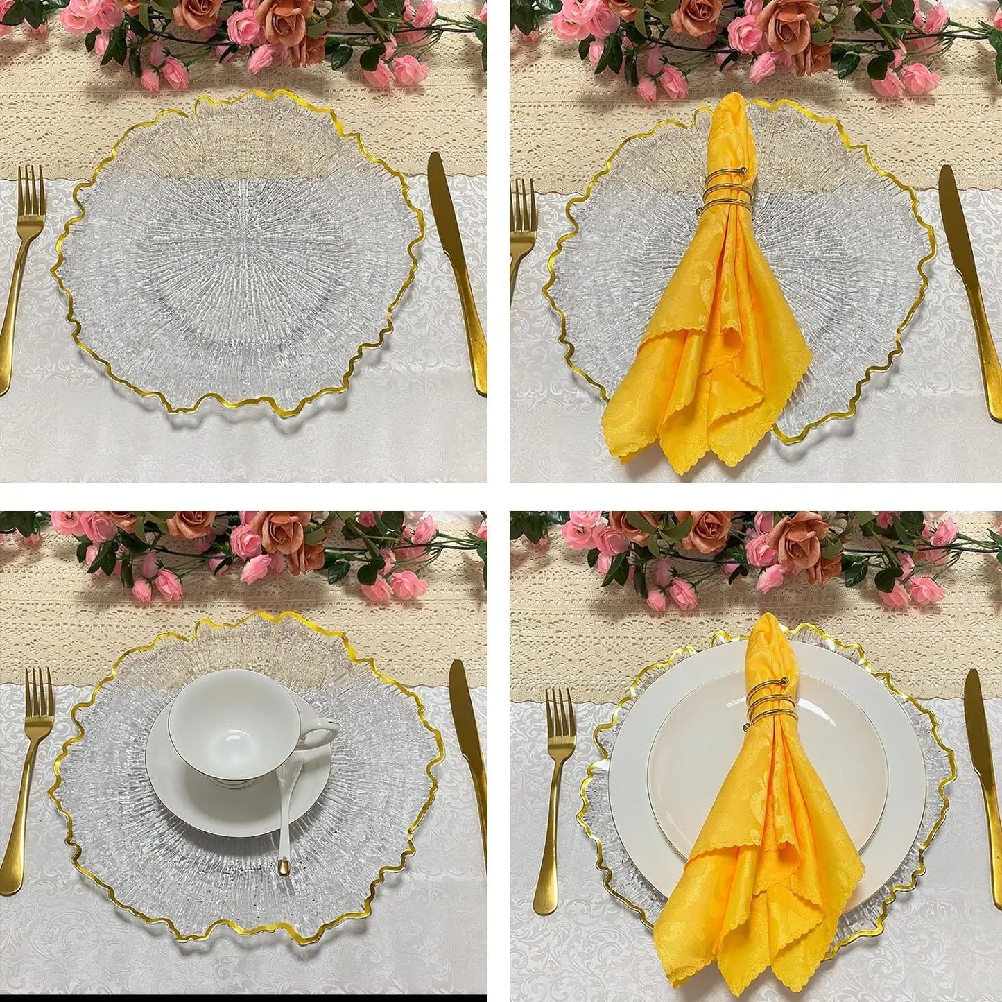 Bymaocar 25Pcs Flower Shape Dinner Charger Plates For Home Kitchen