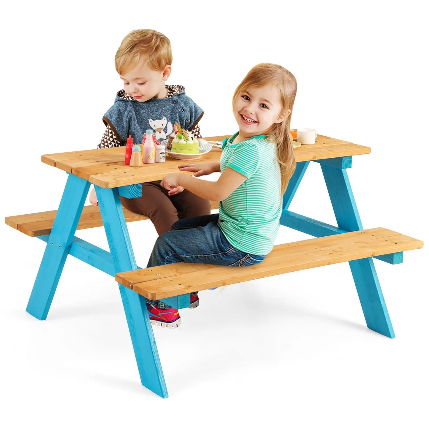XIUWO Kids Picnic Table with Benches Outdoor Patio Set