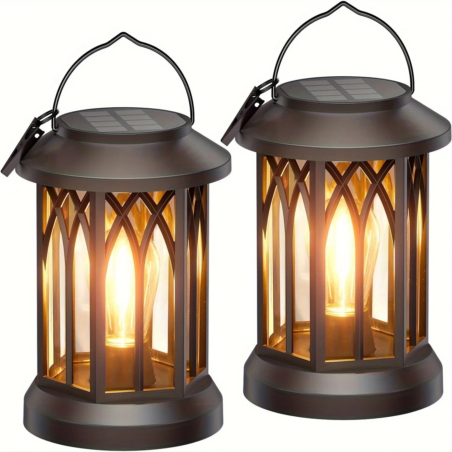 KPSTEK 2 Pack Upgraded Bright Solar Lantern Lights Outdoor Garden