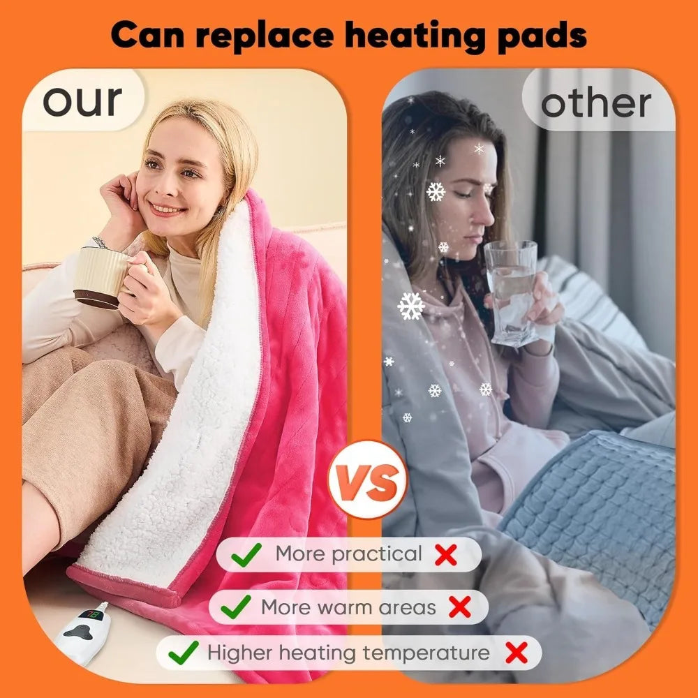 Heated Electric Throw Blanket With 10 Heat Levels Auto Off