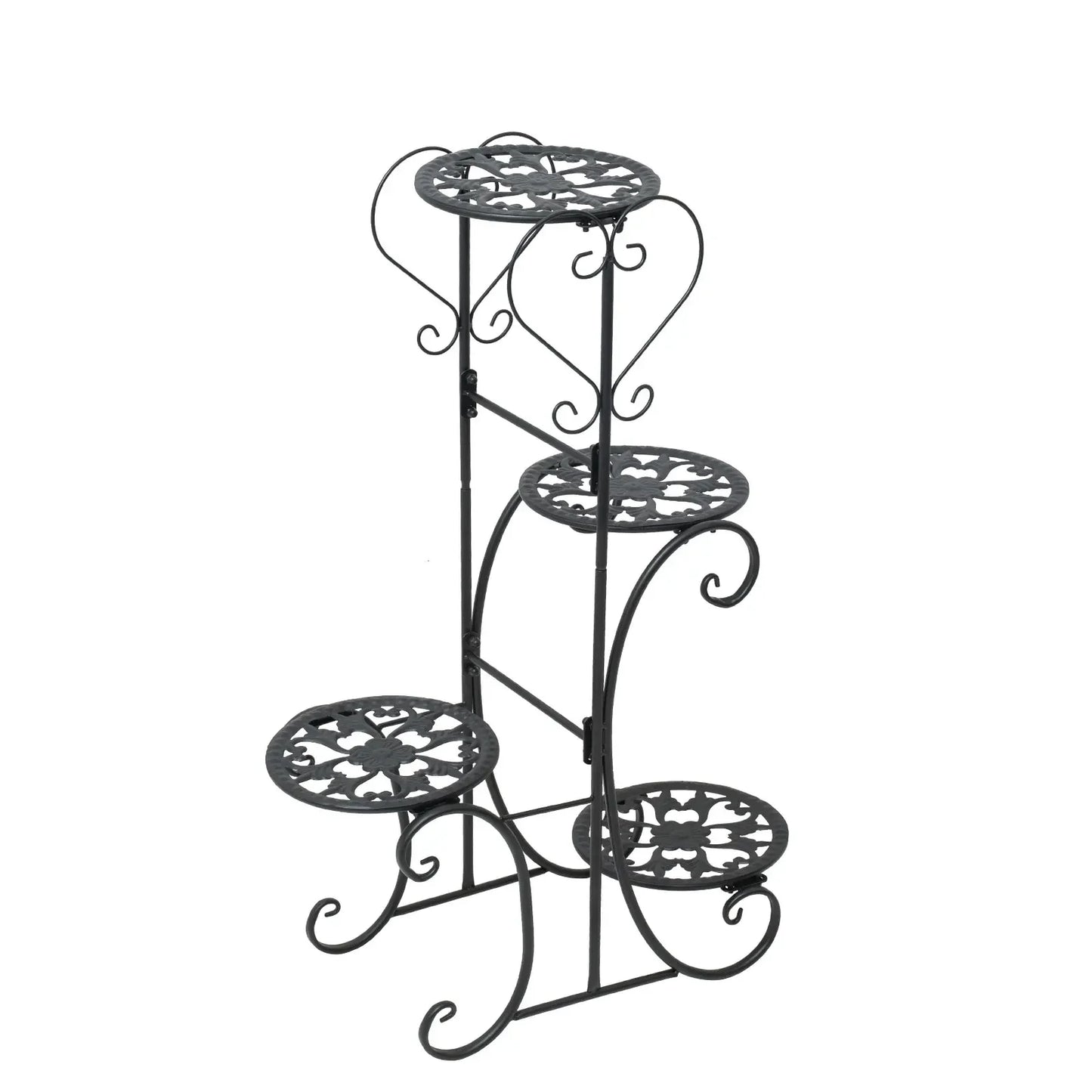 Hign-concerned 4 Tier Metal Flower Pot Plant Stand Indoor Outdoor