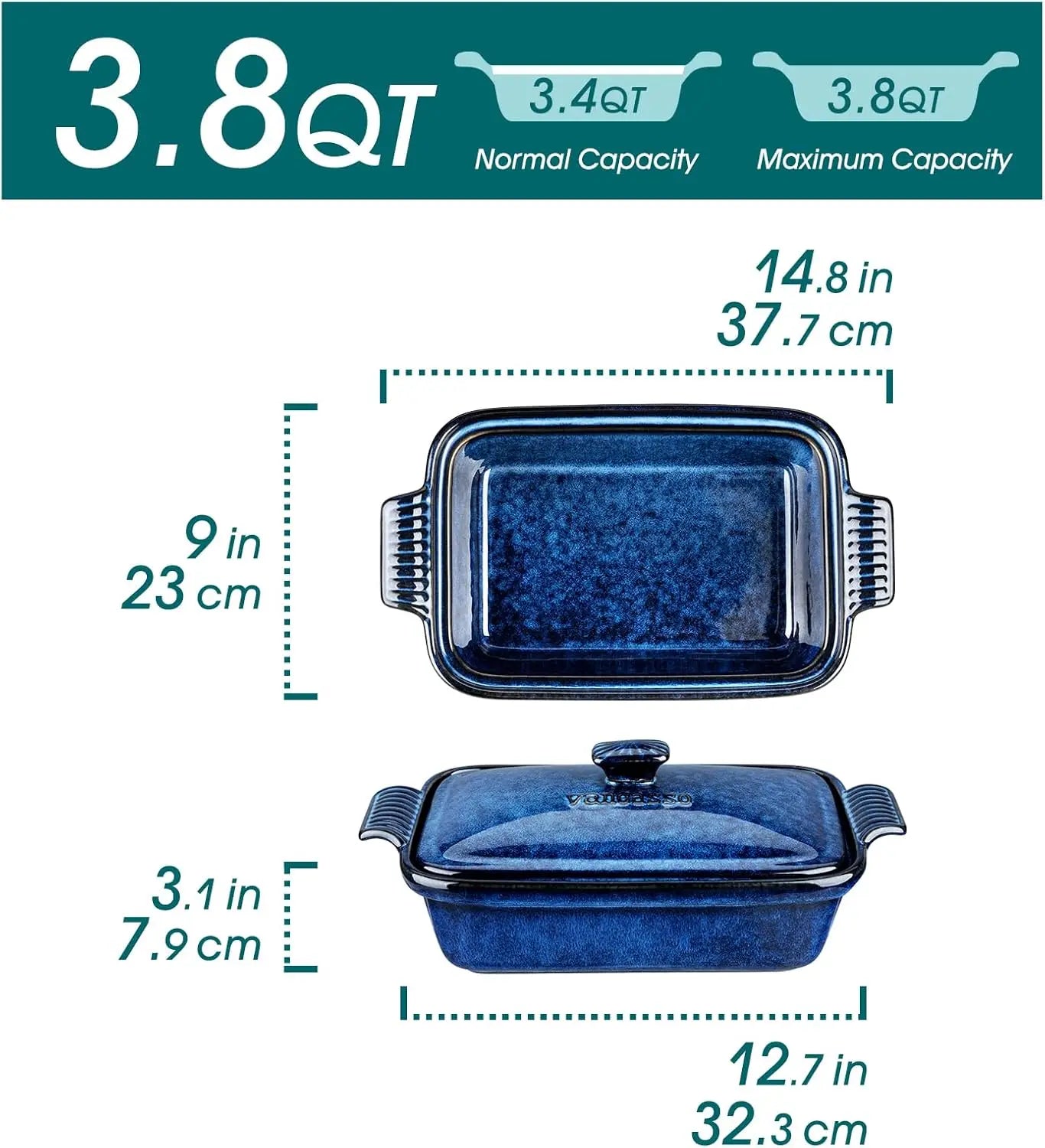 Casserole Dish With Lid Oven Safe Baking Pan For Lasagna