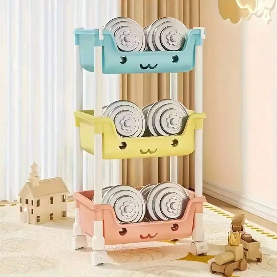 Multifunctional Three Layer Rolling Storage Rack For Bathroom Kitchen