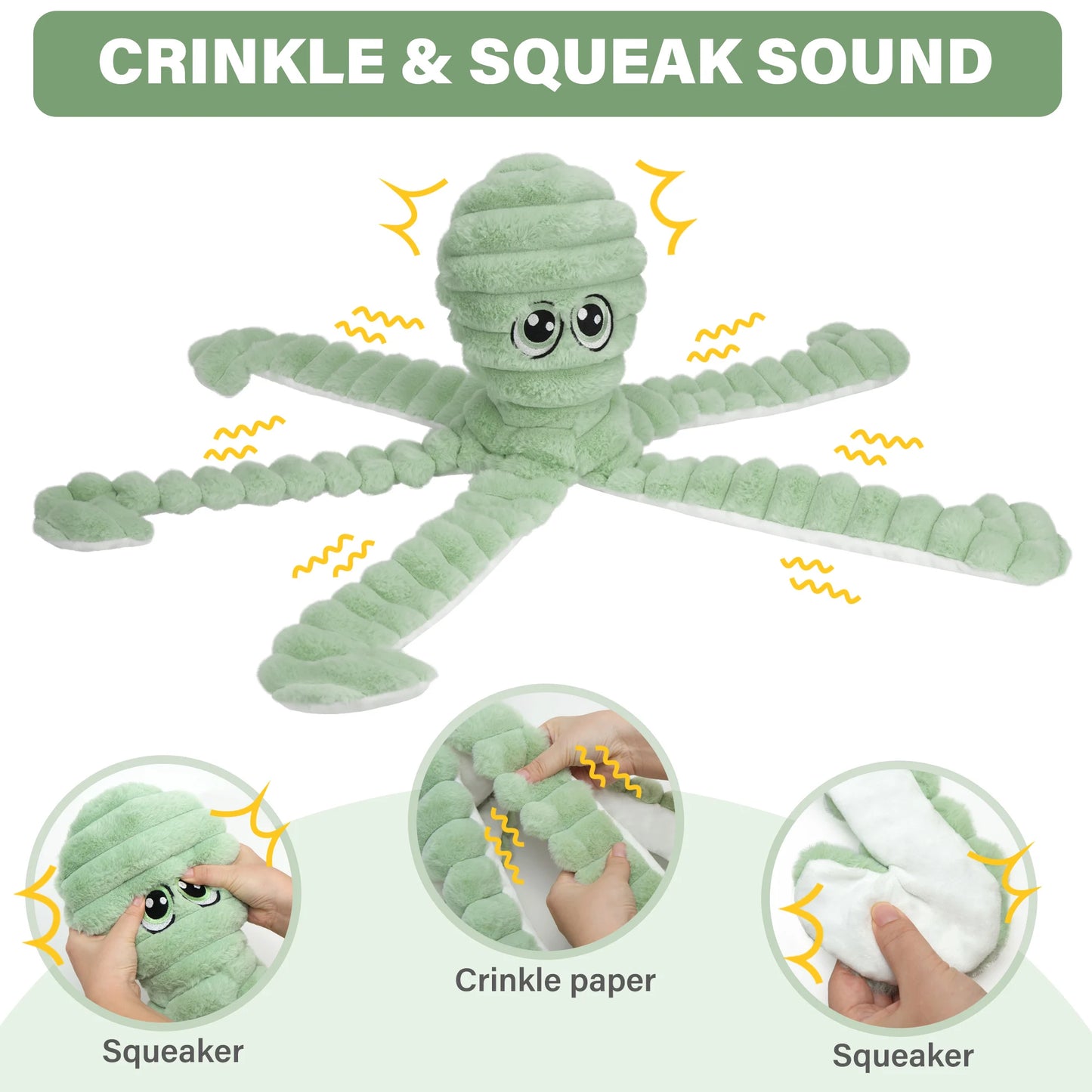 Octopus Design Squeaky Plush Dog Toy For Small Medium Dogs