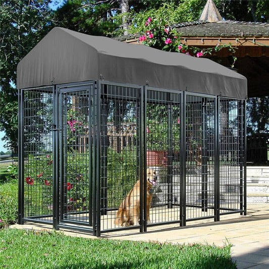 BORWAR Heavy Duty Large Dog Kennel Welded Metal Playpen Roof