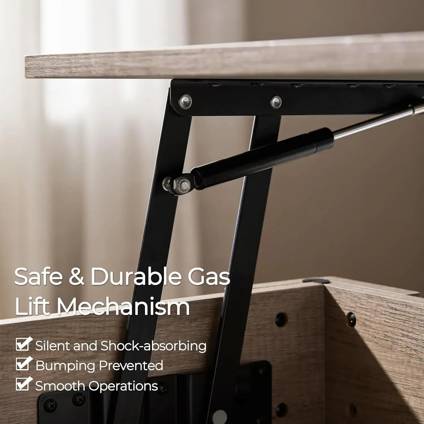 XMSJ Lift Top Coffee Table With Hidden Compartment And Rising Tabletop For Living Room