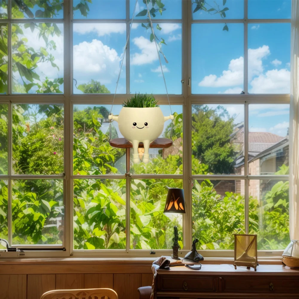 APWIKOGER Creative Rocking Chair Face Planter Pot For Succulents