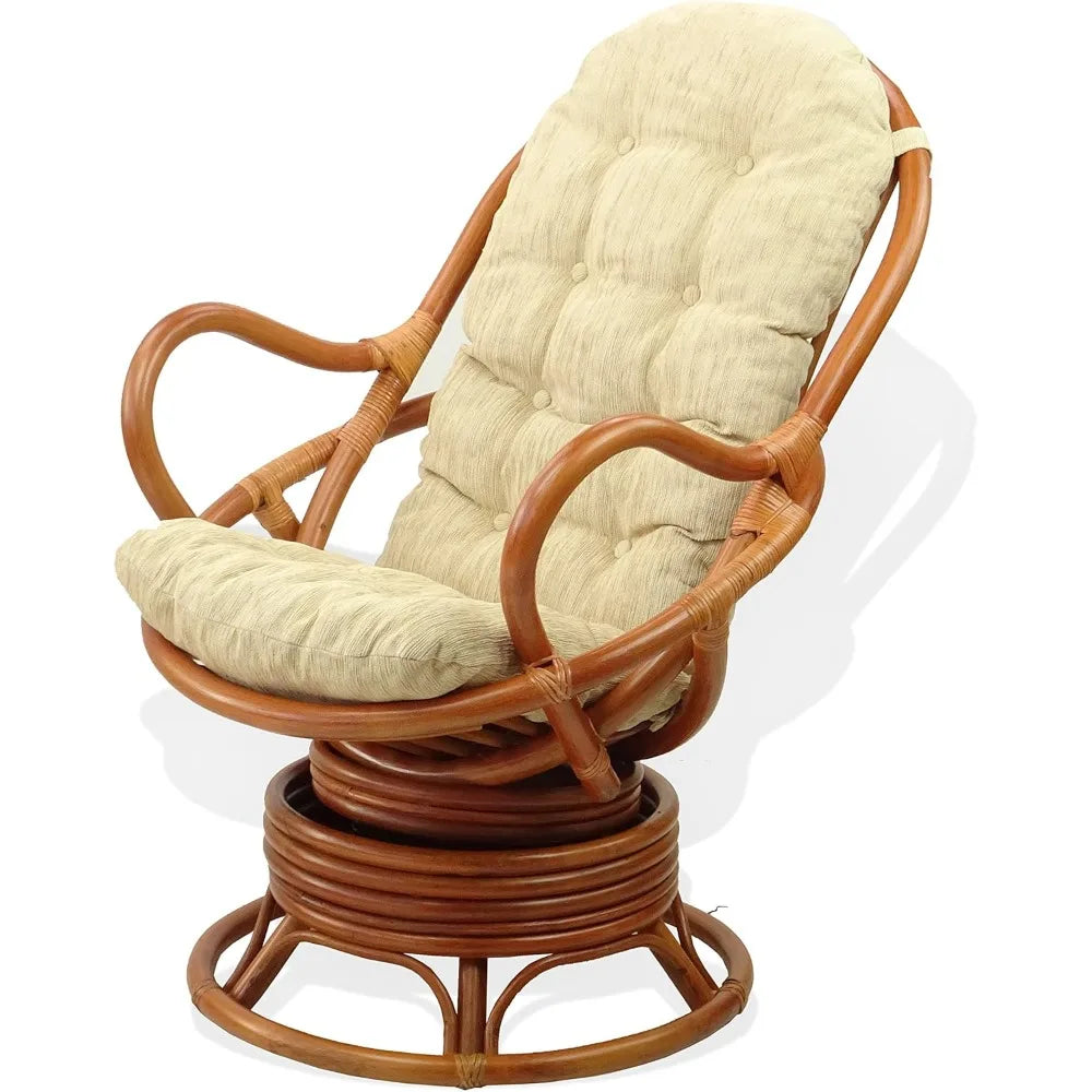 DAFIFY Java Lounge Swivel Rocking Chair Rattan Colonial