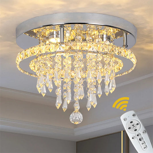 GreeLustr Dimmable Crystal LED Ceiling Pendant Light With Remote