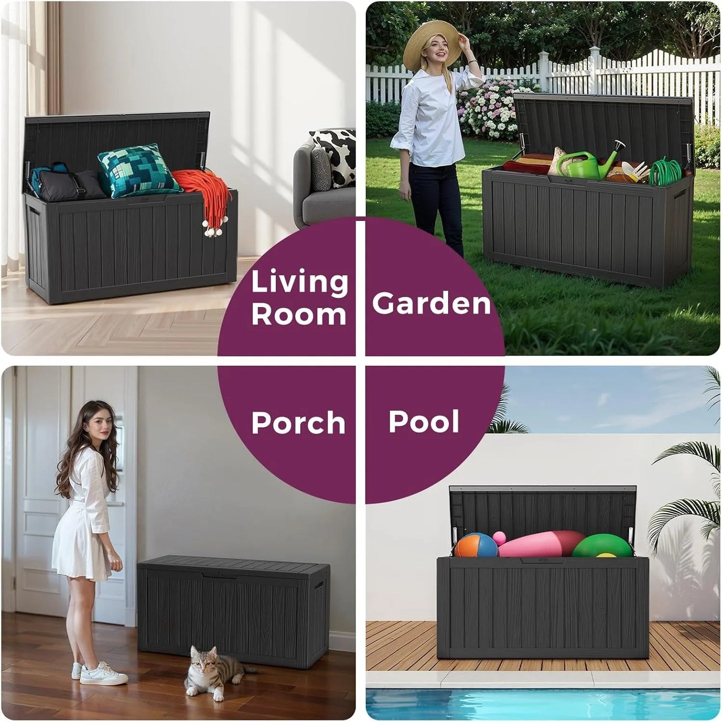 Waterproof Deck Box Lockable Outdoor Storage For Patio Furniture