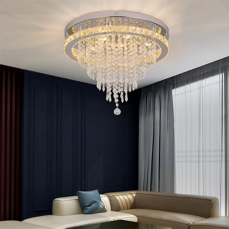 GreeLustr Dimmable Crystal LED Ceiling Pendant Light With Remote