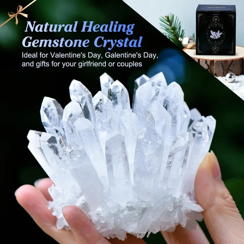 CrystalHola Clear Quartz Crystal Cluster Healing Crystal Ornament
