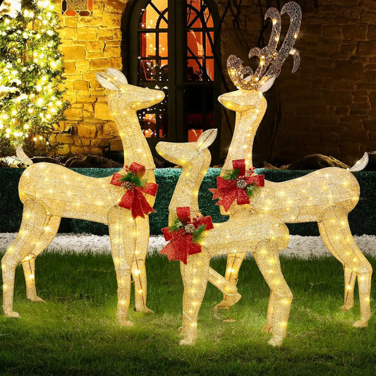 Electronic 3D Reindeer Outdoor Christmas Deer Lighted Yard Decor