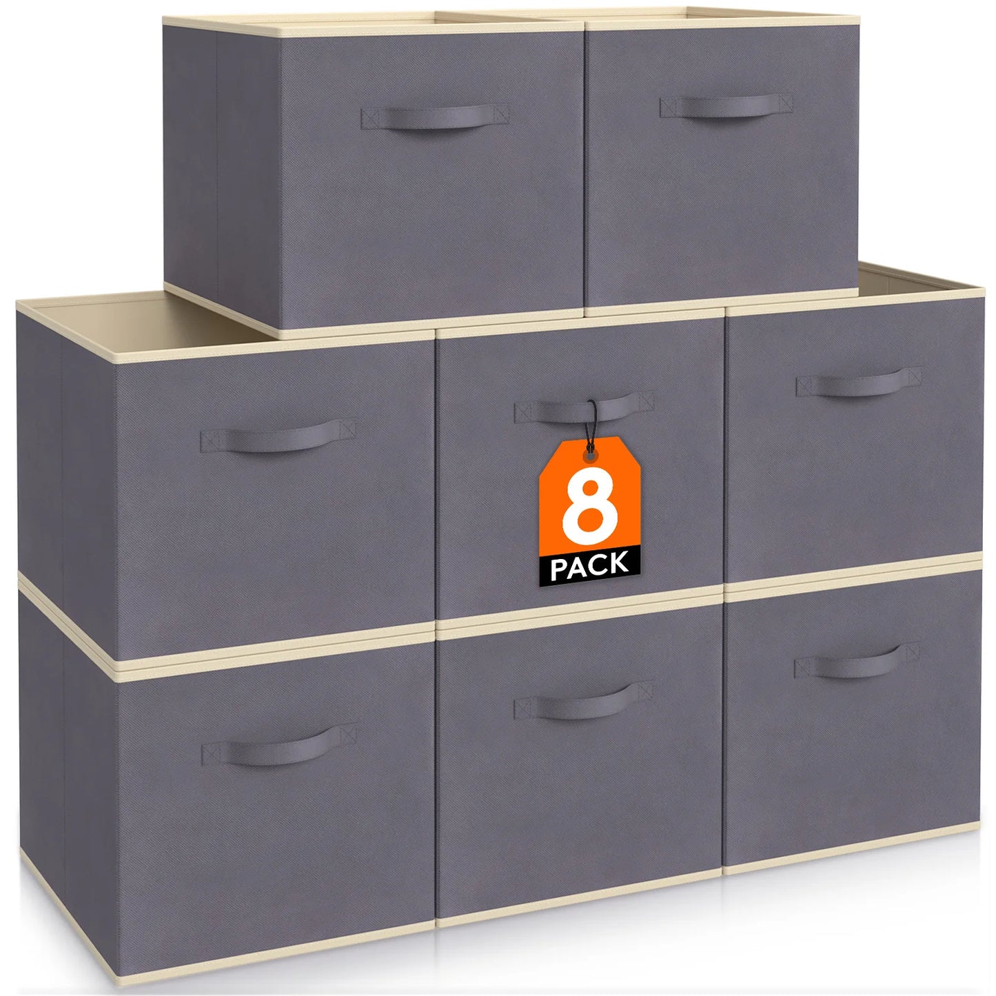 Foldable Fabric Cube Storage Bins With Handles For Shelves