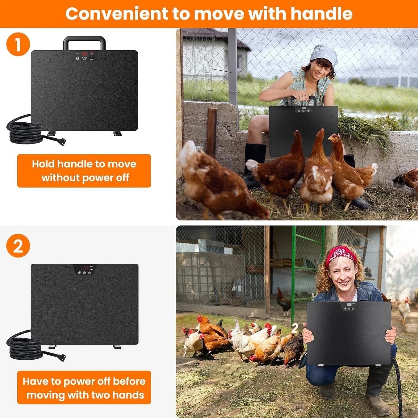 Thermostatic Chicken Coop Heater Panel Adjustable Temperature Poultry Farm