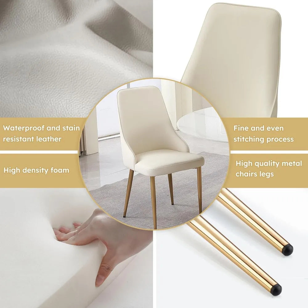 DAFIFY Luxury Round Marble Dining Table Set With Removable Lazy Susan And 8 Chairs