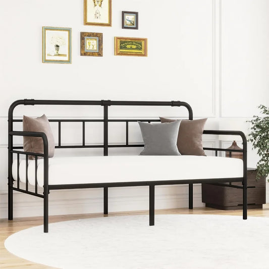 Modern Bed Frame With Steel Slats Support No Box Spring