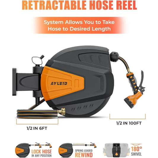 Hign-concerned Retractable Wall Mount Hose Reel With Nozzle