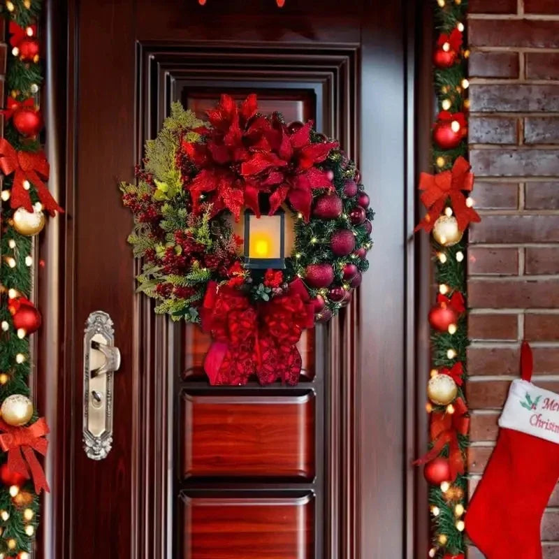 CN Sichuan Zhejiang Wreath With Lamp Front Door Christmas Decor