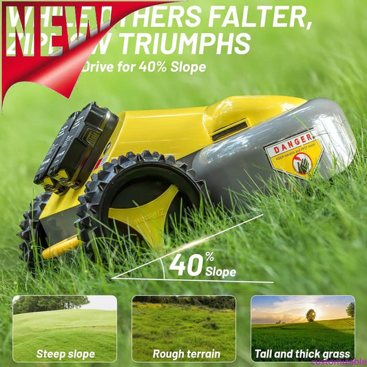 XMSJ Remote Control Lawn Mower Battery Powered Electric