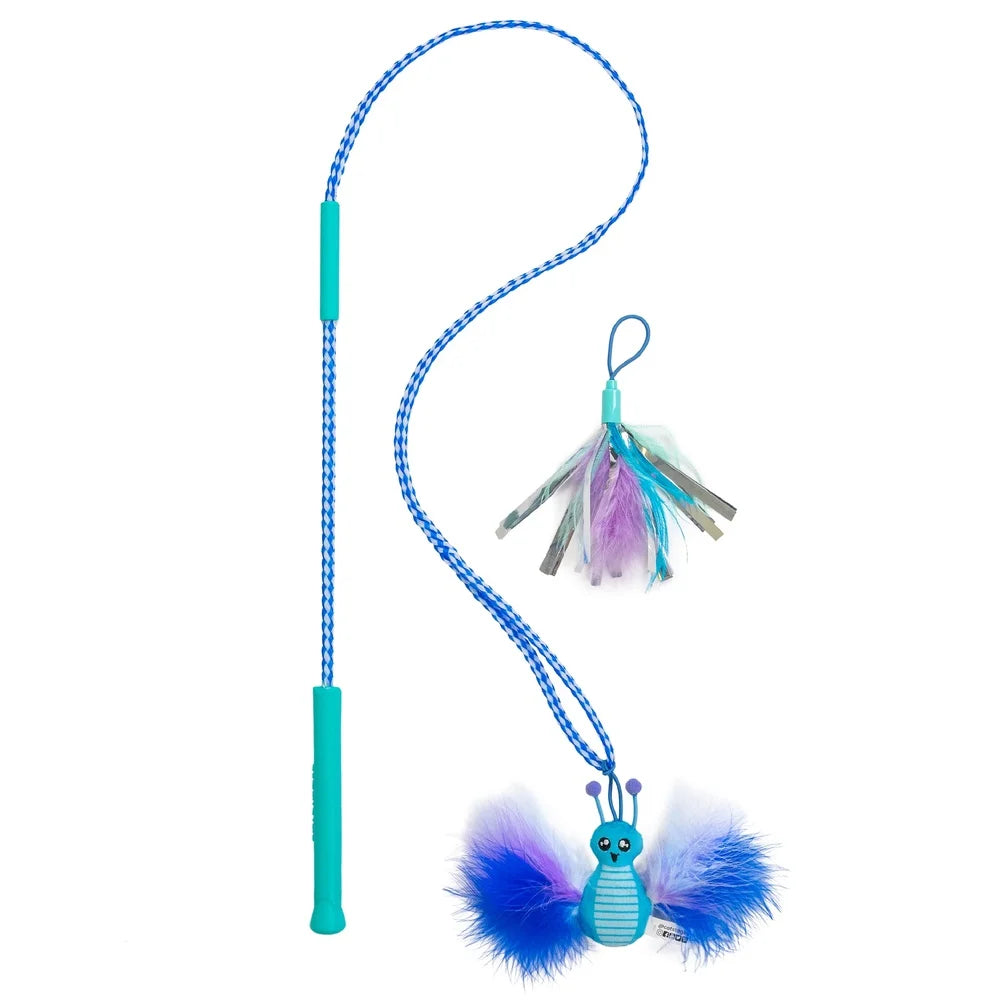 Interactive Cat Wand Toy With Catnip Feathers And Crinkle Sounds