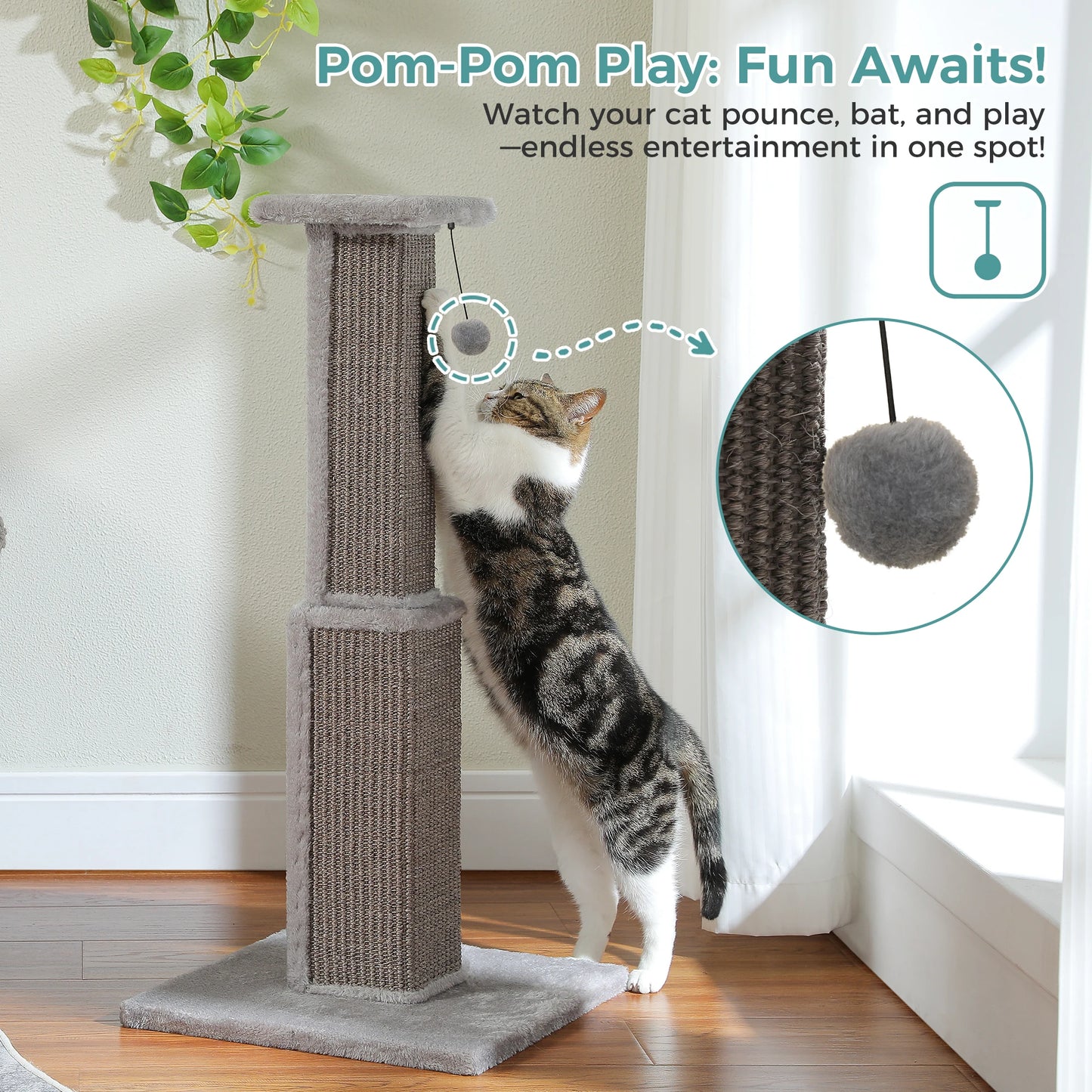 PAWZ Road Cat Scratching Post for Indoor Cats Durable Wood