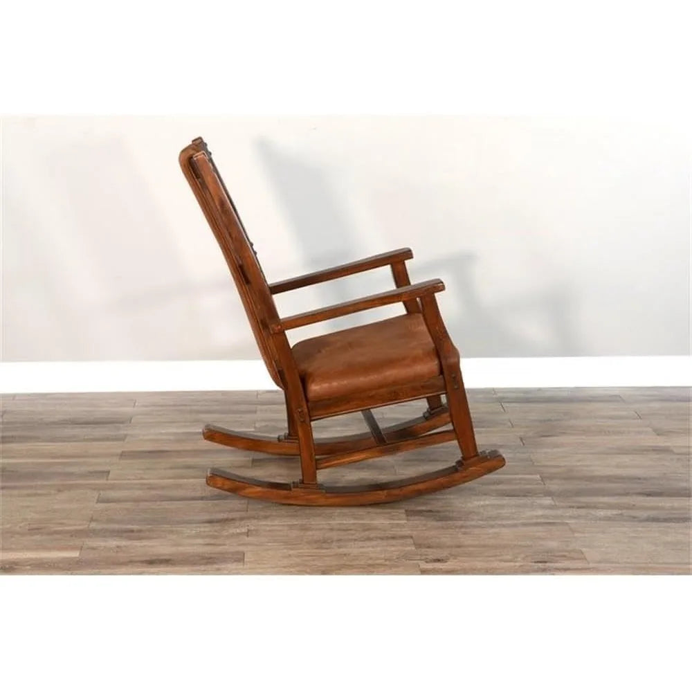 DAFIFY Farmhouse Mahogany Wood Rocking Chair For Living Room
