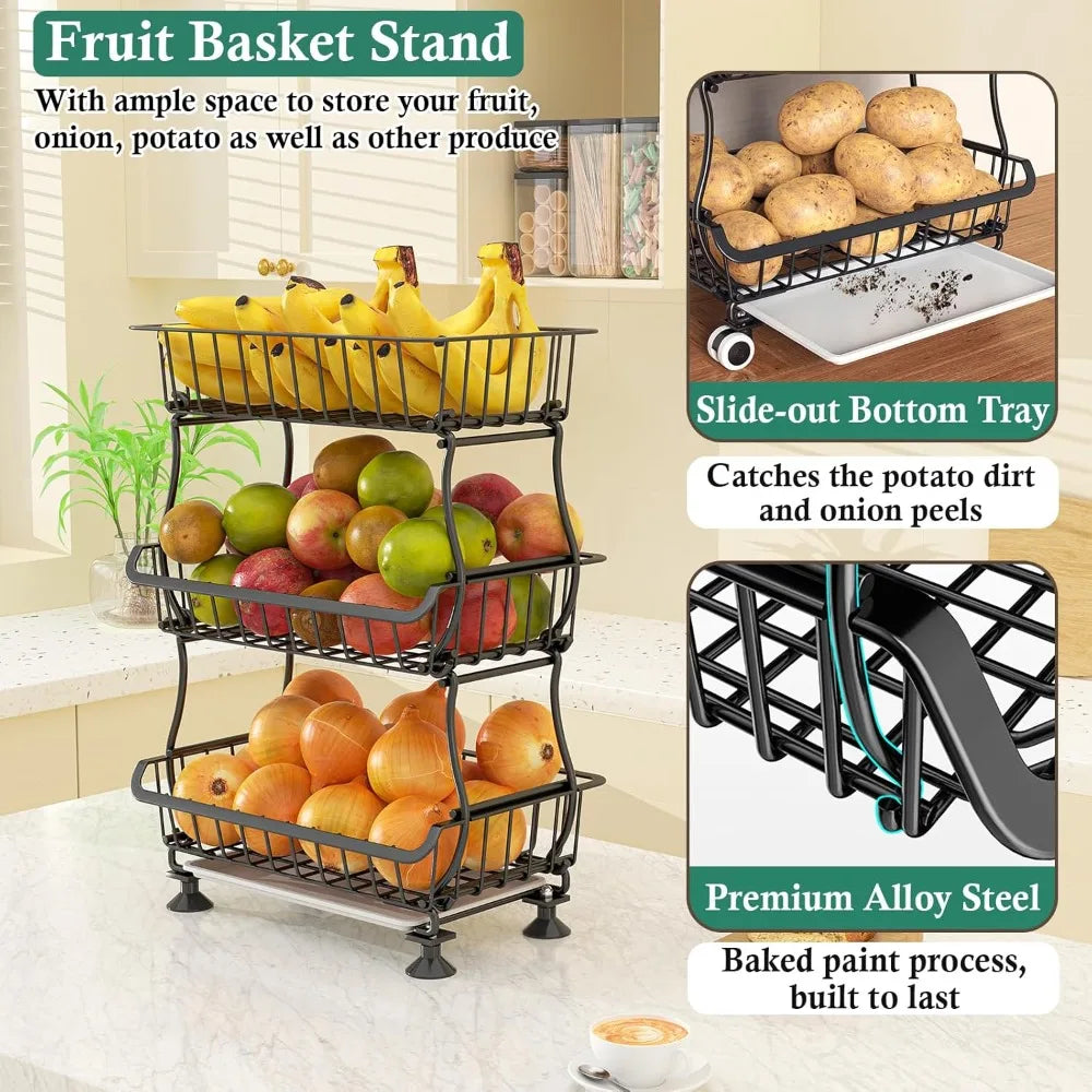 Hign Concerned Pantry Cart With Wheels Stacking Baskets