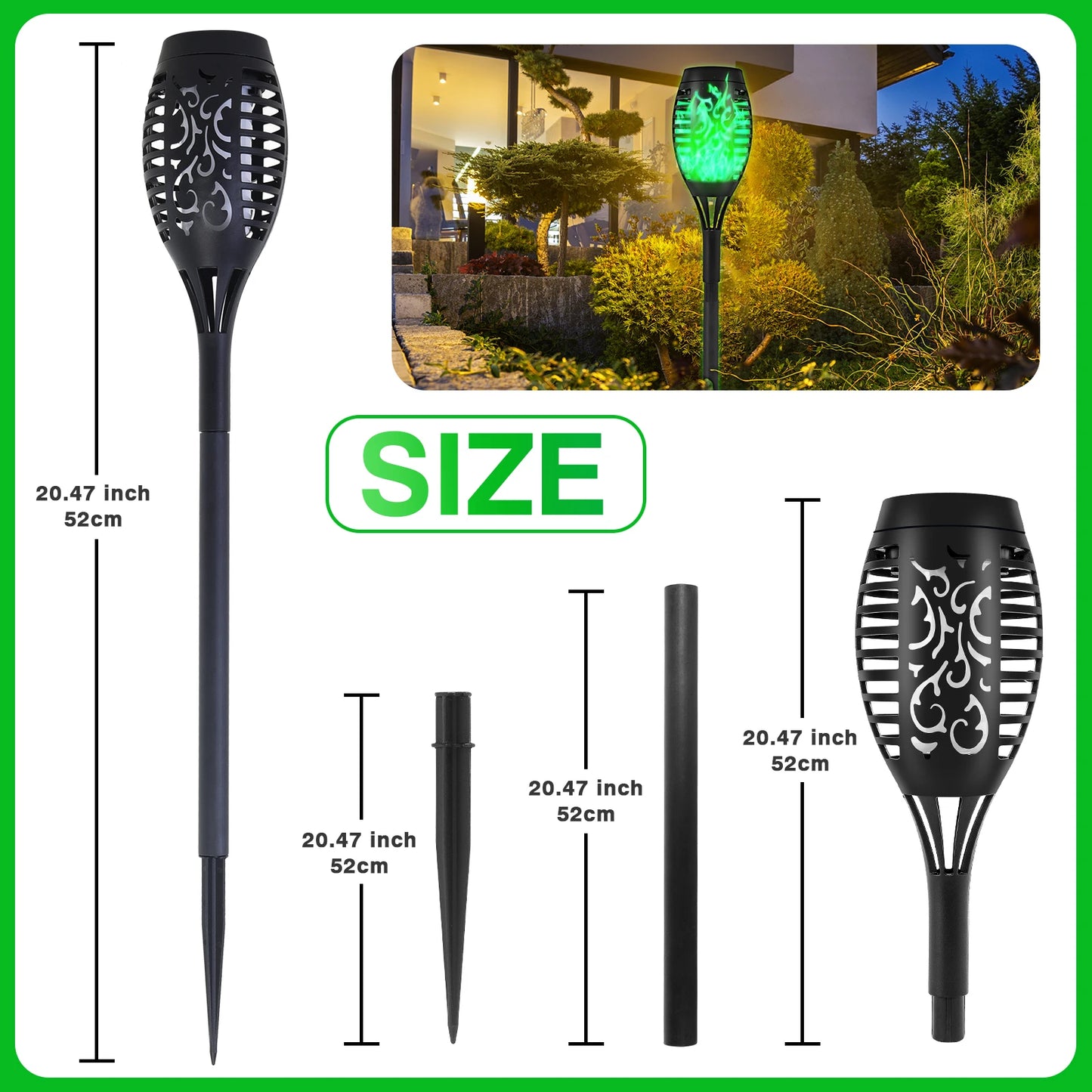 Solar Flame Light Outdoor Flickering Waterproof Garden Patio