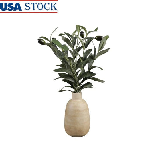 Artificial Olive Potted Plant In Wood Finish Vase Tabletop Decor