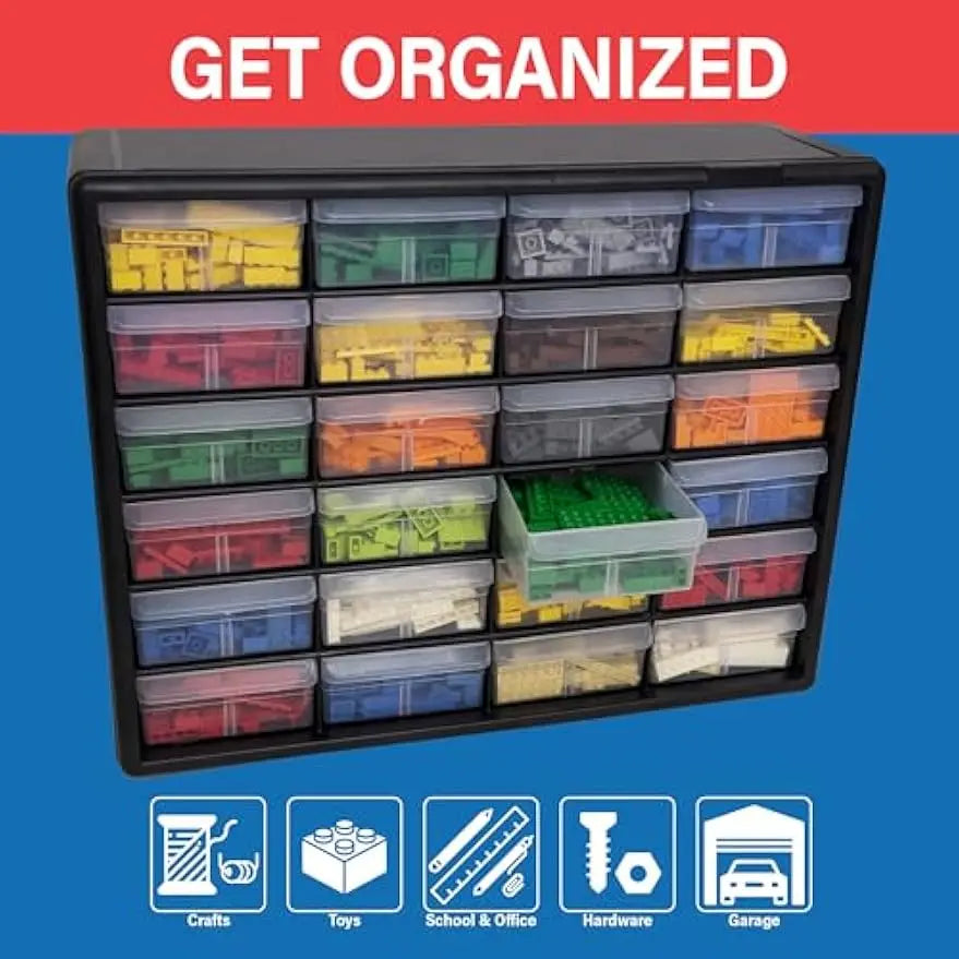24 Drawer Plastic Storage Cabinet For Garage And Workshop Organization