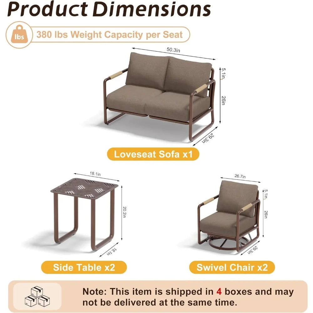 Outdoor Aluminum Patio Furniture Set With Conversation Sofa