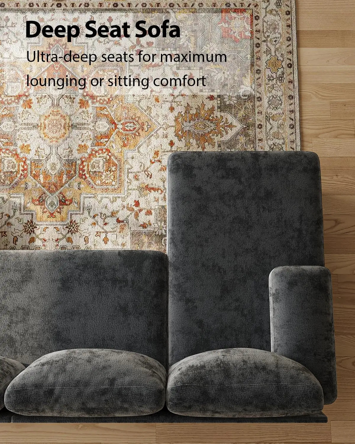 U Shaped Sectional Couch Chenille Sofa With Double Chaise