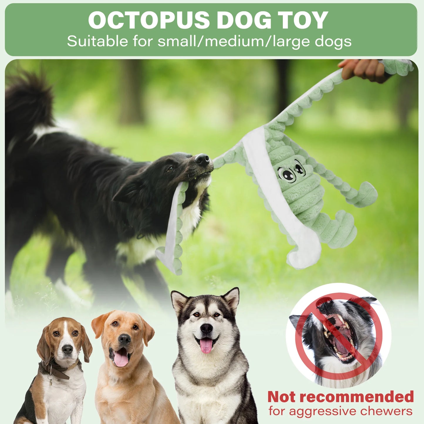 Octopus Design Squeaky Plush Dog Toy For Small Medium Dogs