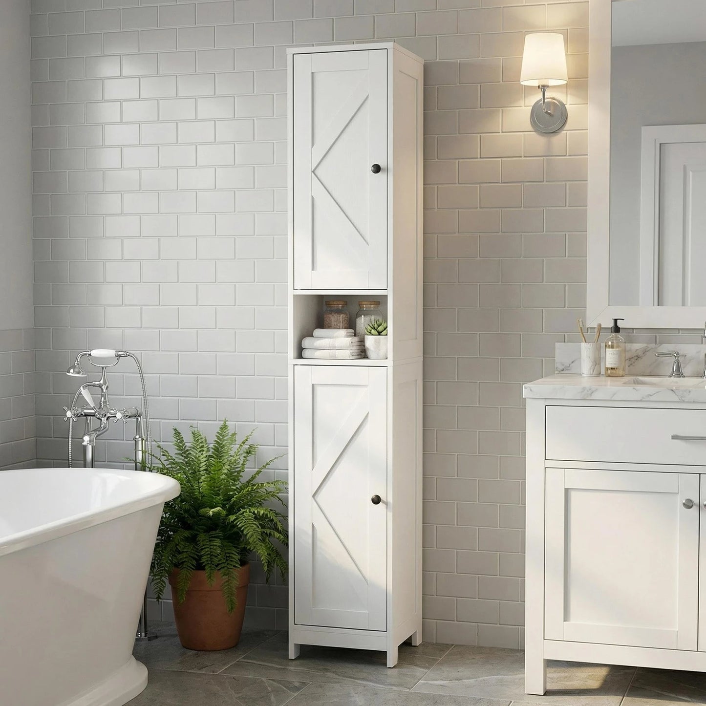 HiMISS Anti-Tip Bathroom Storage Cabinet With Adjustable Shelves