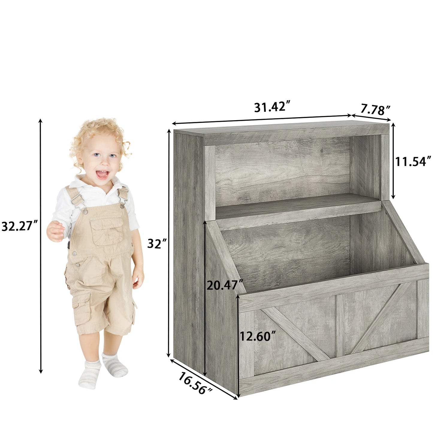 Kids Wooden Toy Storage Organizer With Cubby Bookshelf