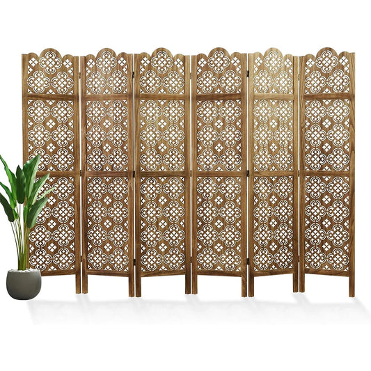 HiMISSH Folding Wood Room Divider Carved Privacy Screen For Home