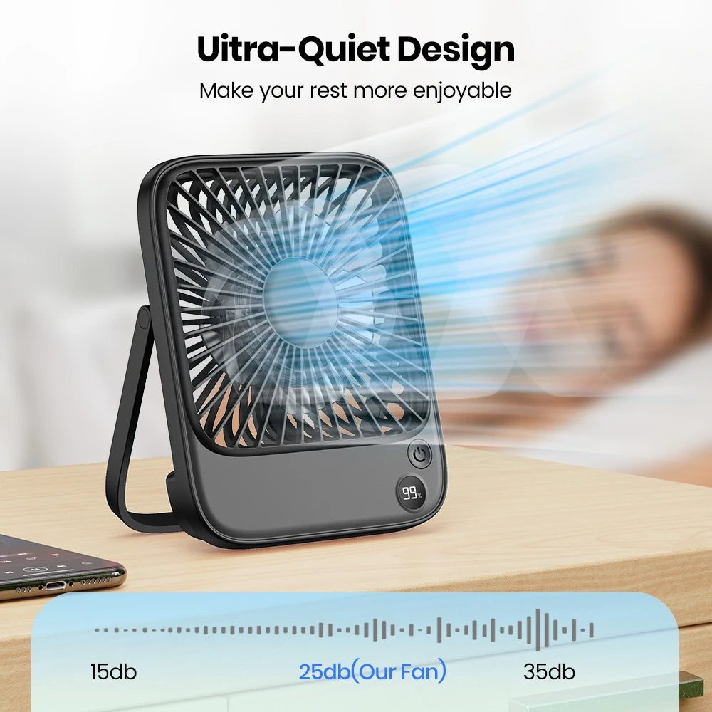 TOPK Rechargeable Portable Fan 2000mAh USB Desk Fan For Camping
