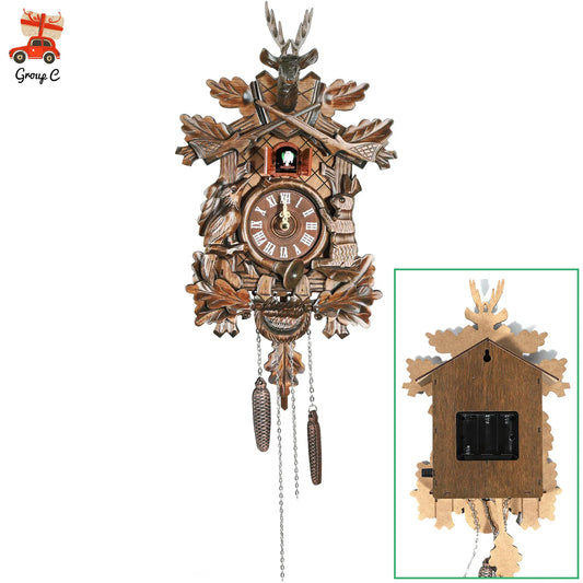Hign Concerned Wooden Hunter Wall Clock German Black Forest