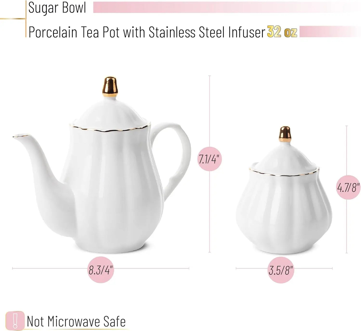 Classic Porcelain Tea Set 13-Piece Teapot And Cups Gift Ready