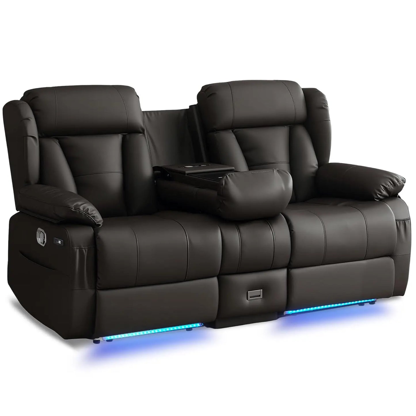 Loveseat Recliner Sofa With Console And Cup Holders Removable Cushions