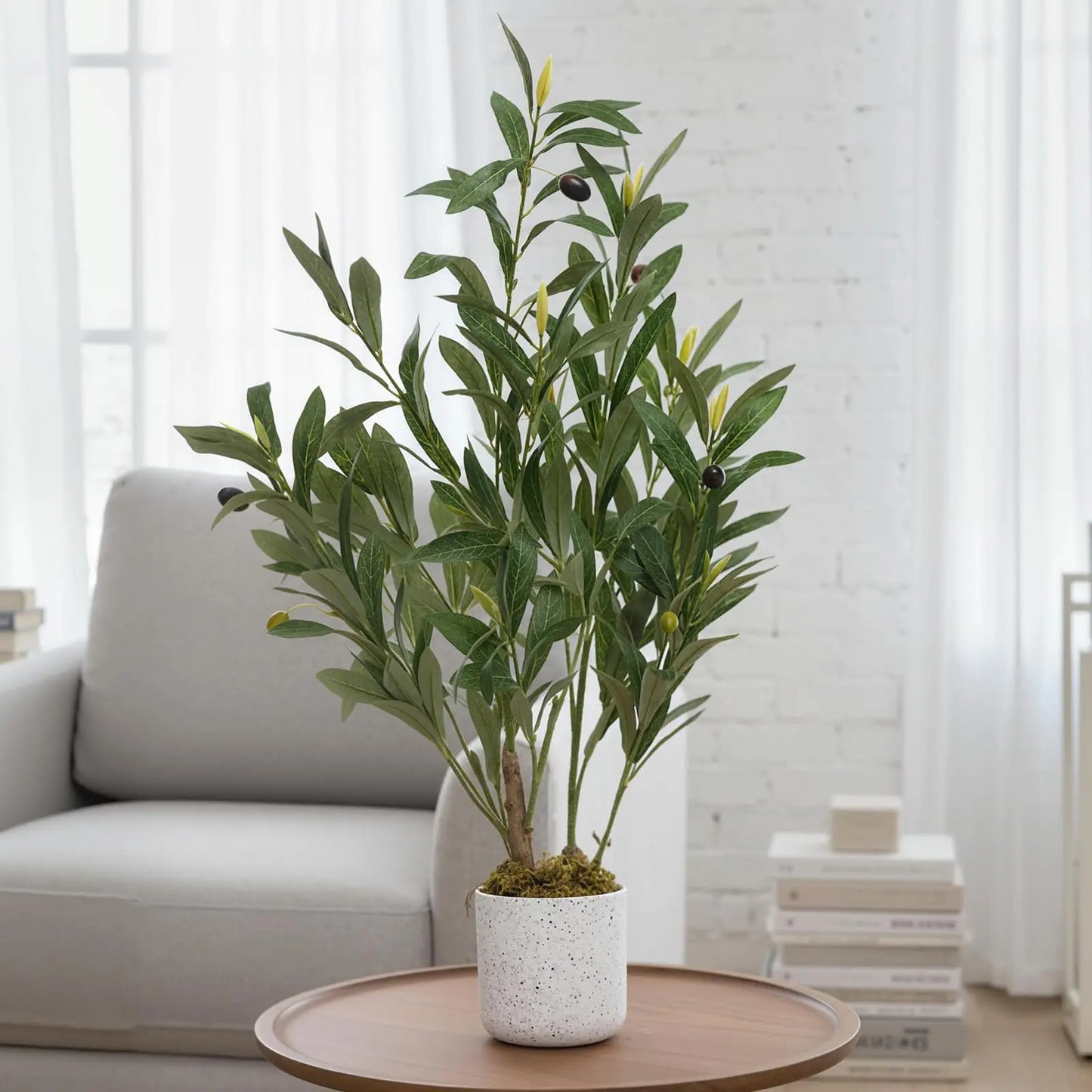 HiMISSCN Faux Olive Tree In Pot Artificial Indoor Plant Decor