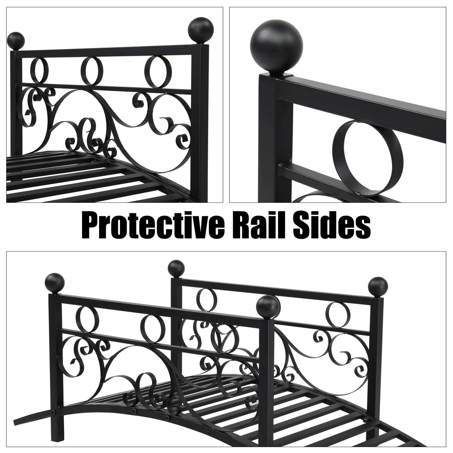Garden Iron Bridge With Round Ball Flat Top Handrails