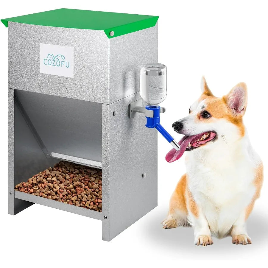 Hign-concerned Automatic Gravity Fed Dog Feeder With Water Bowl
