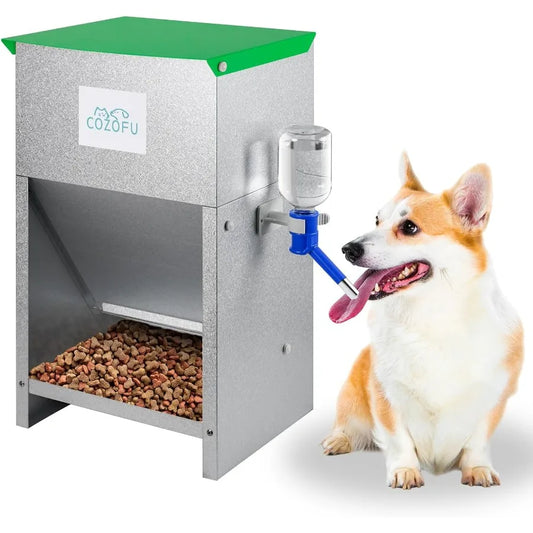 Hign-concerned Automatic Gravity Fed Dog Feeder With Water Bowl
