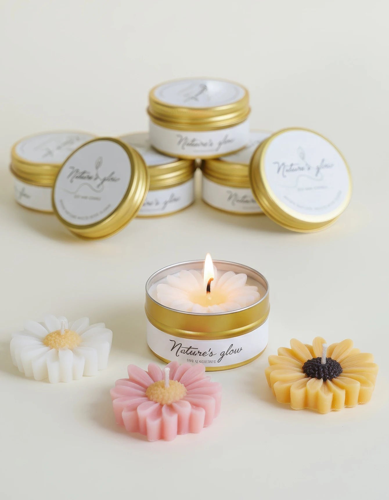 Chamomile Scented Soy Wax Candle Tin for Bedroom Decor Romantic Gift for Women