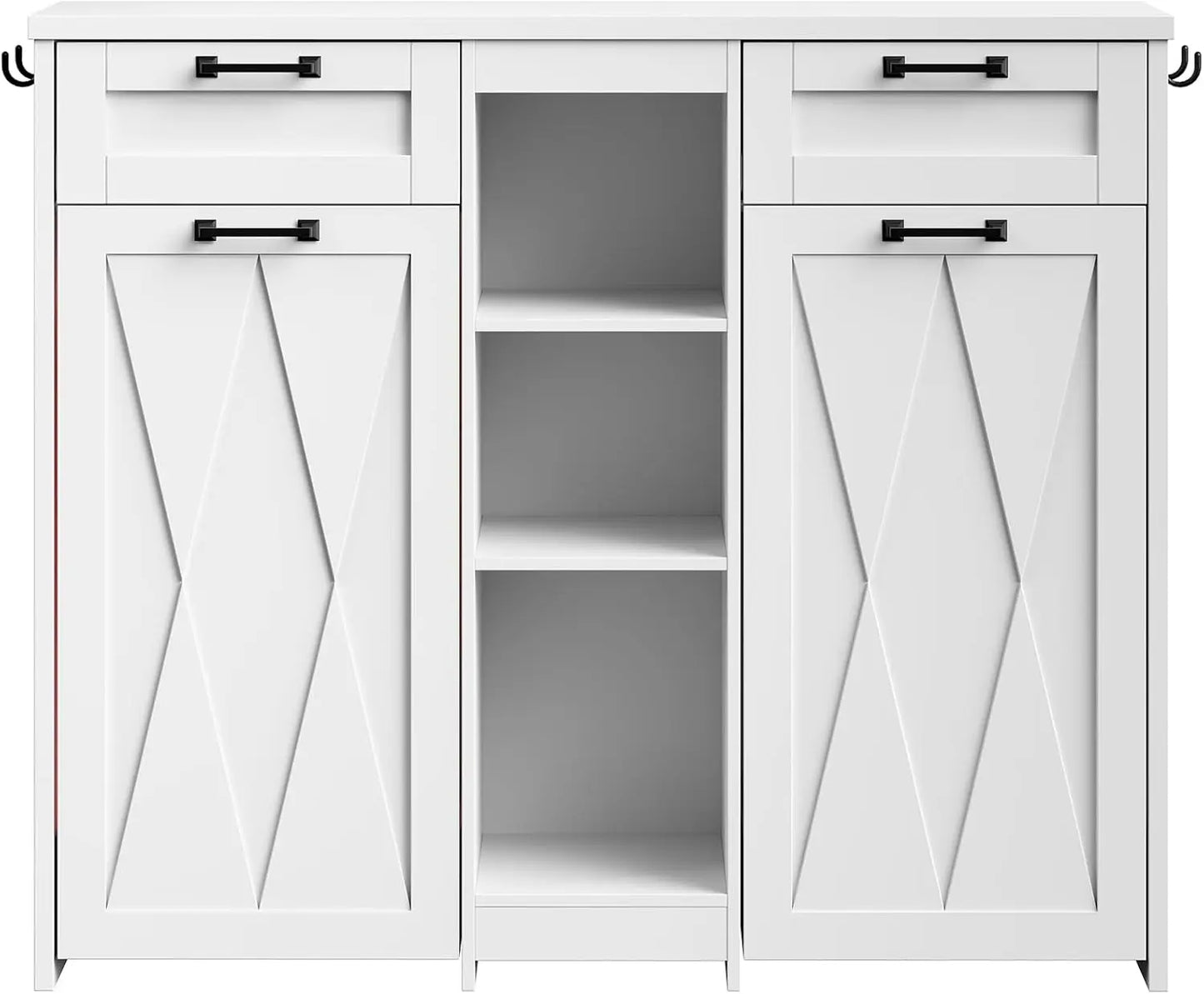 Laundry Hamper Cabinet With 2 Drawers And Removable Baskets