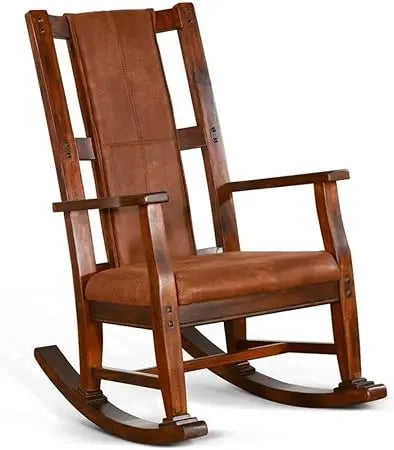 DAFIFY Farmhouse Mahogany Wood Rocking Chair For Living Room